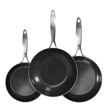 Batterie de cuisine GreenPan - Geneva 3 pièces 18/24/28 cm - 2 poêles + wok