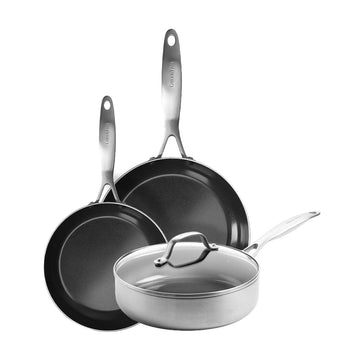 Ensemble de cuisine GreenPan - Geneva 4 pièces 18/24/24 cm - 2 poêles à frire + cocotte avec couvercle