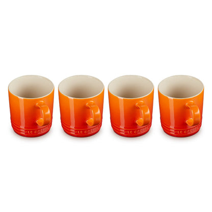 Le Creuset - Set van 4 Mokken Oranjerood 0,35l Mok Le Creuset 