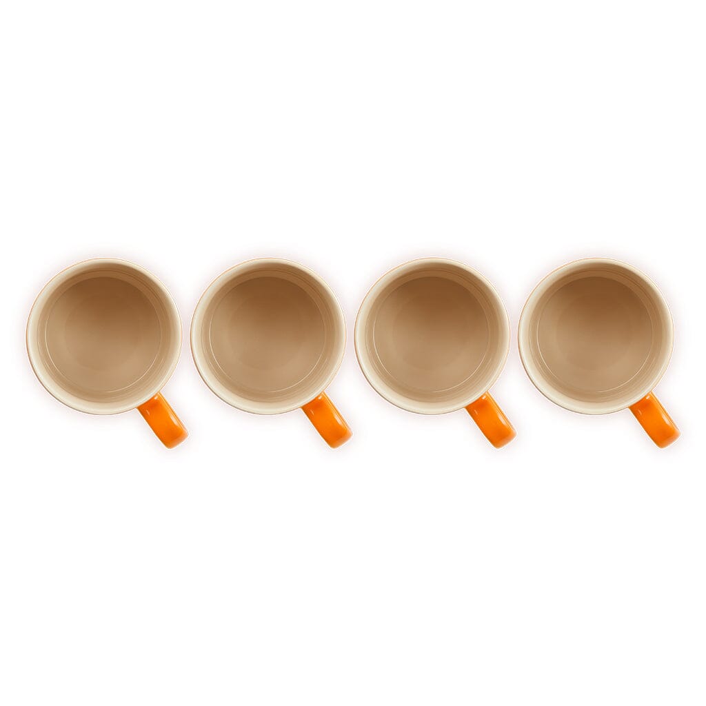 Le Creuset - Set van 4 Mokken Oranjerood 0,35l Mok Le Creuset 