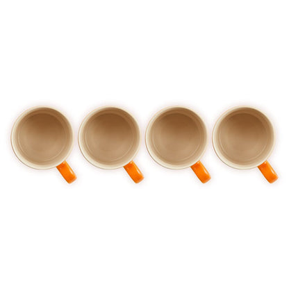 Le Creuset - Set van 4 Mokken Oranjerood 0,35l Mok Le Creuset 