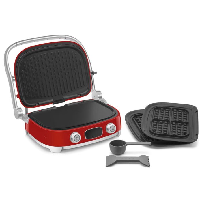 Smeg - Multifunctionele Grill  | Rood | Jaren 50 | Contactgrill
