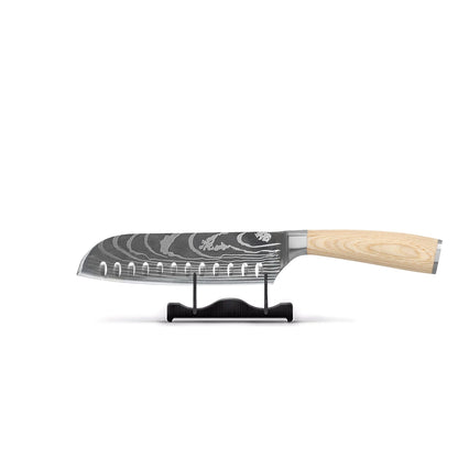 Shinrai Knives - Akari Damascus Print 6-delige Messenset + Magnetisch Messenblok Dubbelzijdig Messenset met blok Shinrai Knives 
