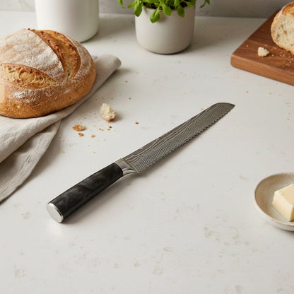 Shinrai Knives - Damascus Print Epoxy Onyx Broodmes 20 cm Broodmes Shinrai Knives 