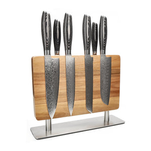 Shinrai Knives - Damast Pakka Wood 6-delige Messenset + Messenblok Stans Messenset met blok Shinrai Knives 
