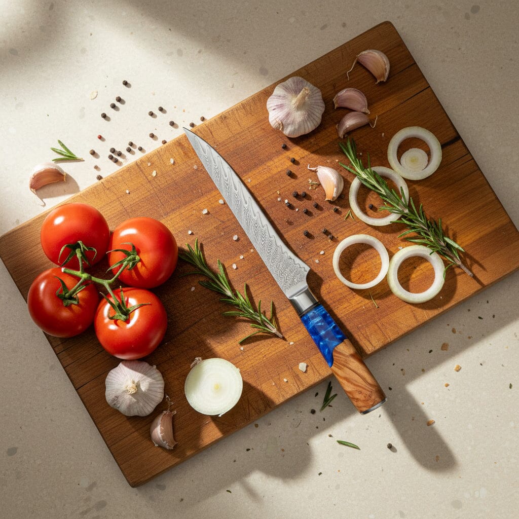 Shinrai Knives - Epoxy Sapphire 6-delige Damascus Messenset Messenset Shinrai Knives 