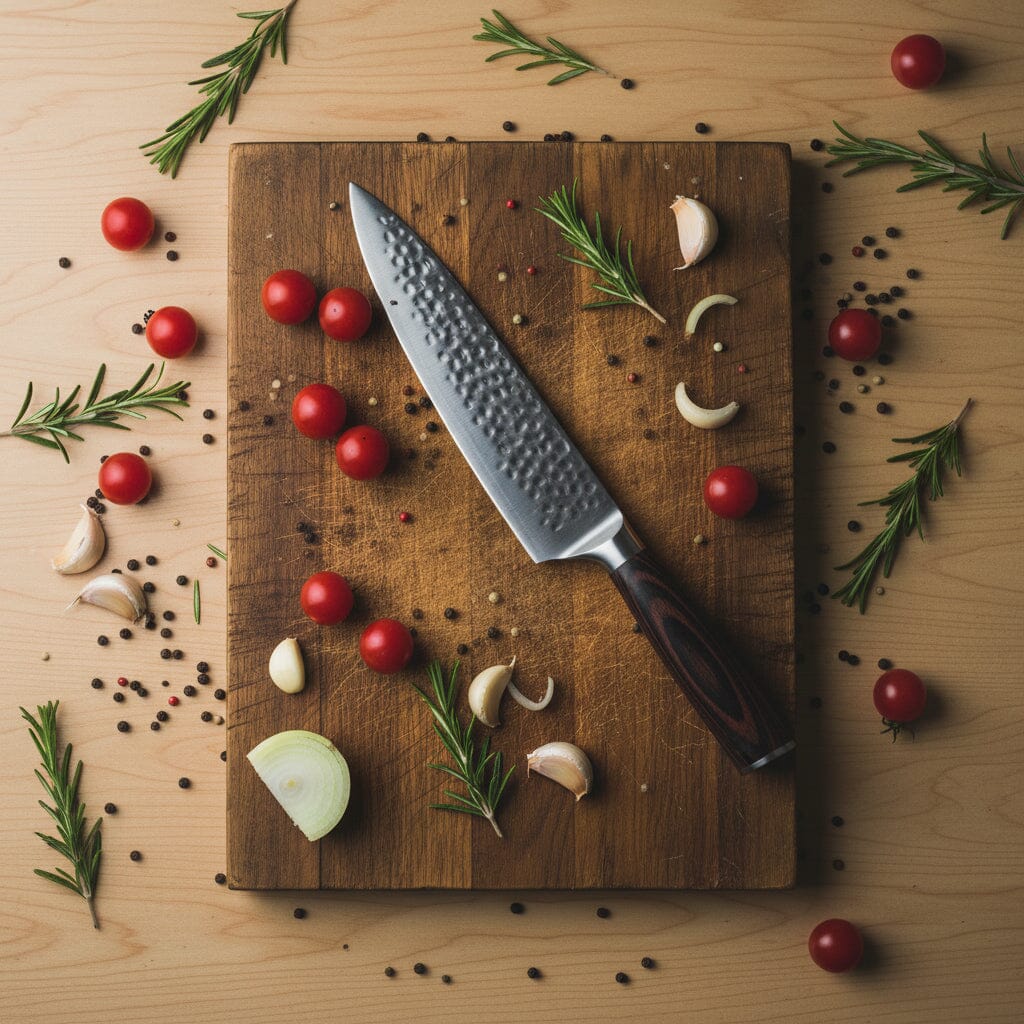 Shinrai Knives - Hammered RVS 3-delige Messenset - Koksmes + Nakiri + Schilmes Messenset Shinrai Knives 