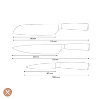 Shinrai Knives - Hammered RVS 3-delige Messenset - Koksmes + Santoku + Schilmes Messenset Shinrai Knives 