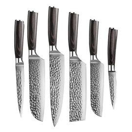 Shinrai Knives - Hammered RVS 6-delige Messenset Messenset Shinrai Knives 
