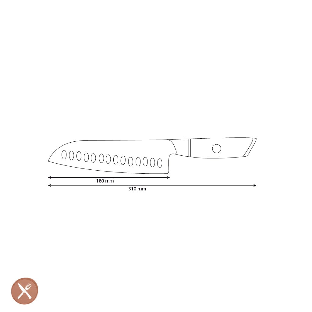 Shinrai Knives - Hikari Damascus Santoku mes 18 cm Santokumes Shinrai Knives 