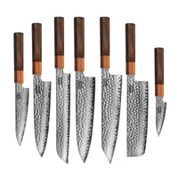 Couteaux Shinrai - Coffret exclusif Kigami en acier damassé (7 pièces) + bloc à couteaux simple face