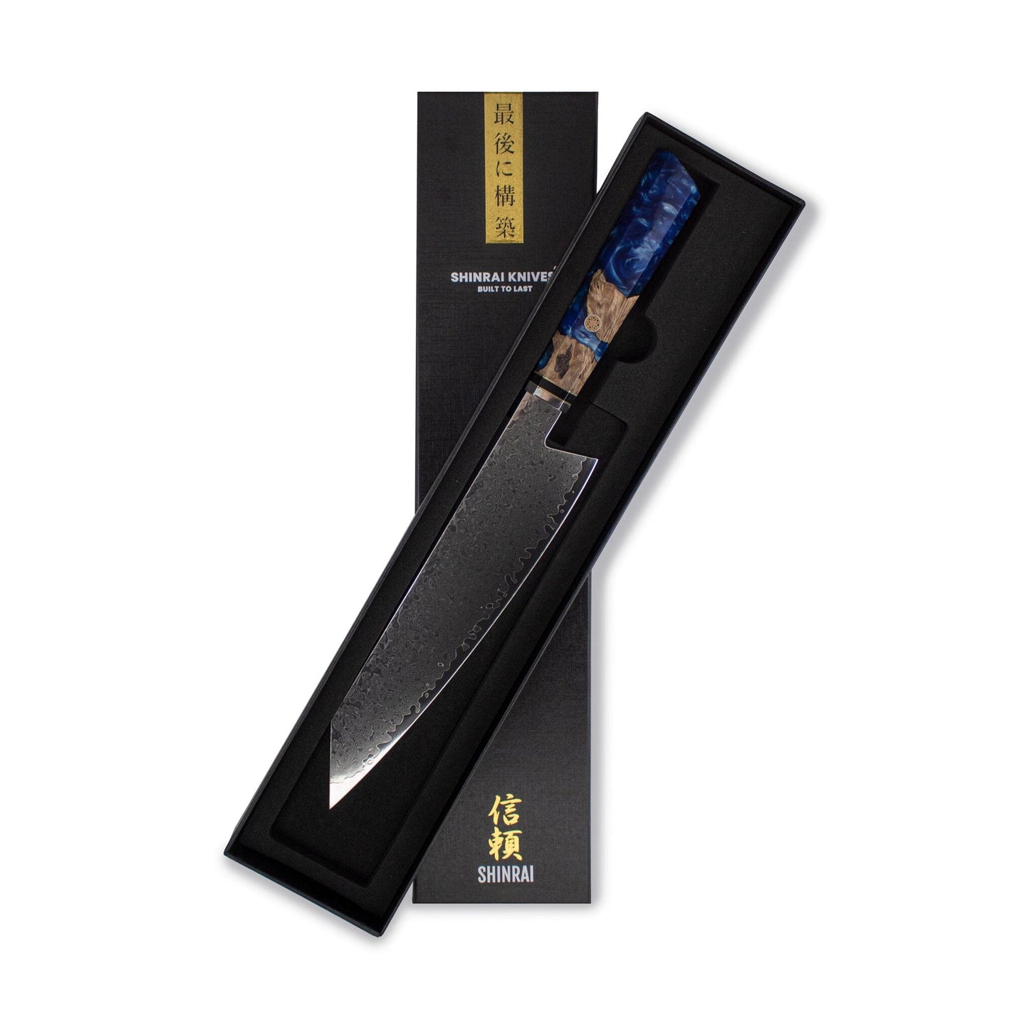 Shinrai Knives - Sapphire Octagon Damascus Kiritsuke 23 cm - Special Edition Kiritsukemes Shinrai Knives 