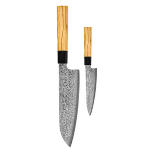 Shinrai Knives - Takumi Kaza 2-delige Damascus Messenset - Santoku + Schilmes Messenset Shinrai Knives 
