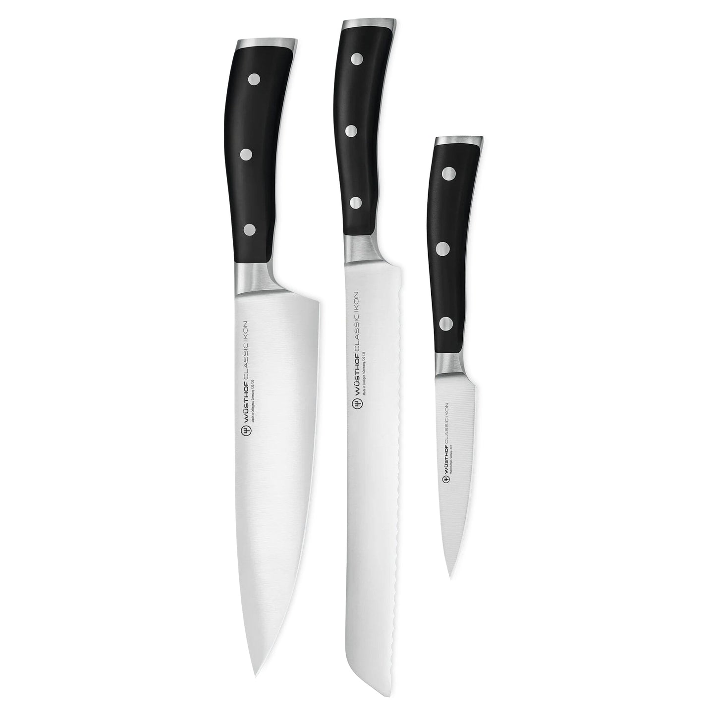 Wüsthof - Classic Ikon 3-delige Messenset - Koksmes + Broodmes + Officemes Messenset Wusthof 